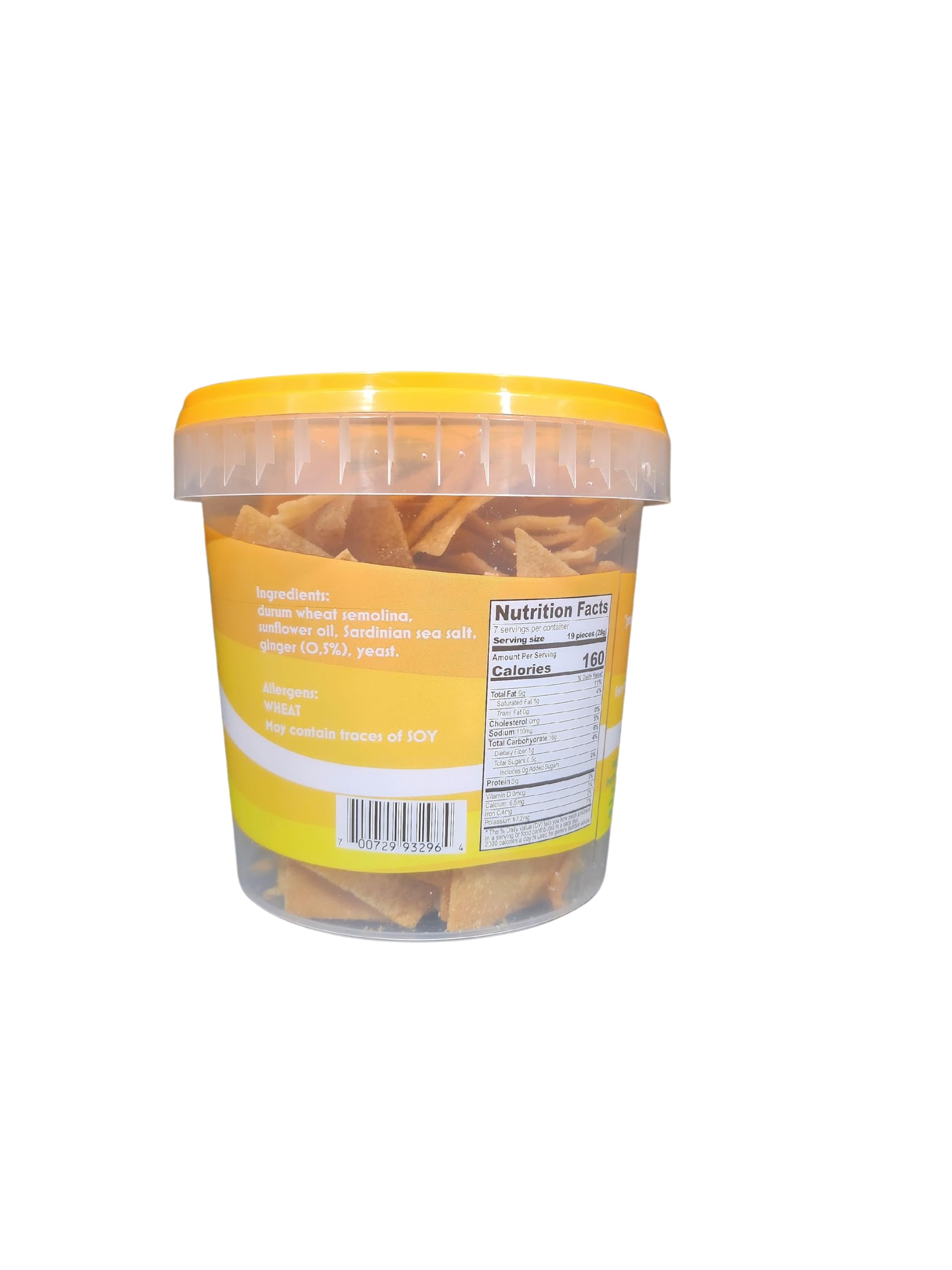 Pansardo Traditional Sardinian Bread Chips - Savory Ginger Flavor - 4 Pack - Crunchy Snack for Parties, Appetizers & Healthy Eating