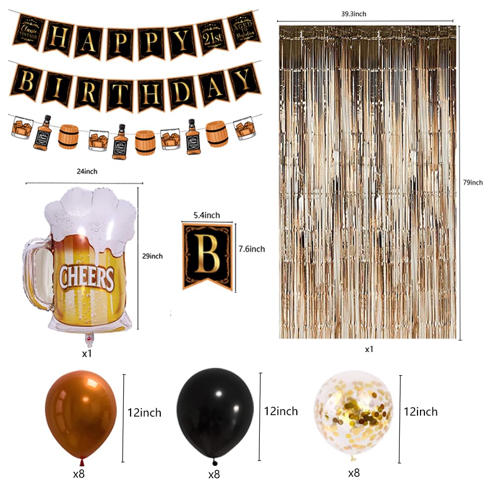Aged to Perfection Whiskey Birthday Party Decorations for Men - Whiskey Themed Banner, Foil Balloons & Party Supplies - Perfect for Whiskey Lover's 30th, 40th, 50th Birthday Celebrations & Bourbon Tasting Events
