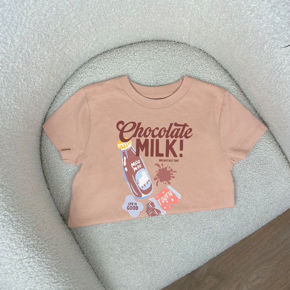 Chocolate Milk Graphic Kids T-Shirt - Cute Cartoon Print Cotton Tee for Boys & Girls - Perfect for School, Playdates & Family Outings