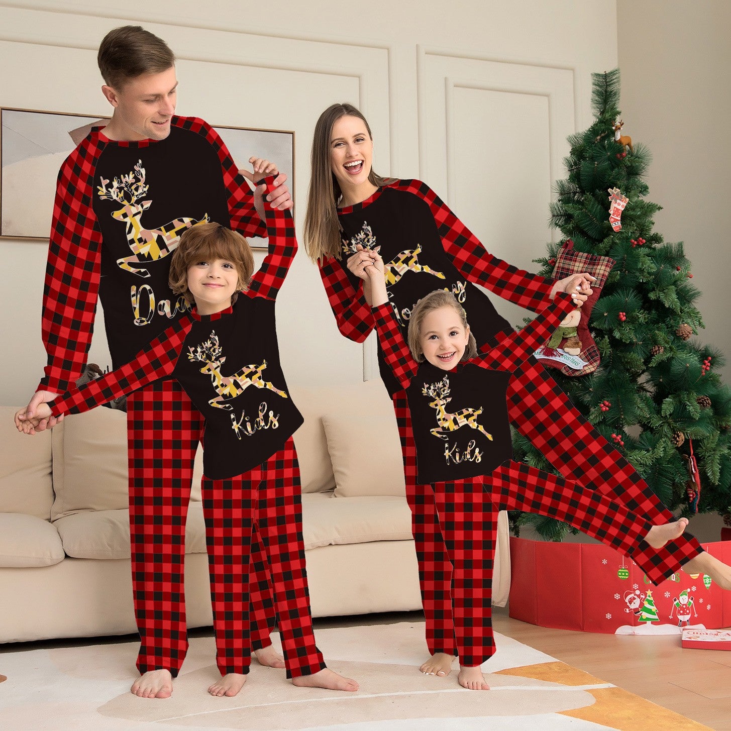Deer Printed Halloween Pajamas Set for Women - Cozy Fleece Sleepwear with Cute Deer Design - Perfect for Halloween Parties, Sleepovers, and Festive Home Comfort