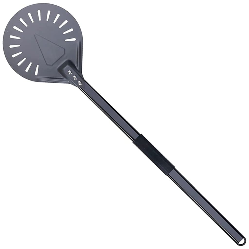 JHHDP 9-Inch Aluminum Handle Perforated Pizza Peel - 39-Inch Long Metal Pizza Bread Peel for Baking, Serving & Transferring Pizzas in Wood-Fired Ovens & Home Kitchens