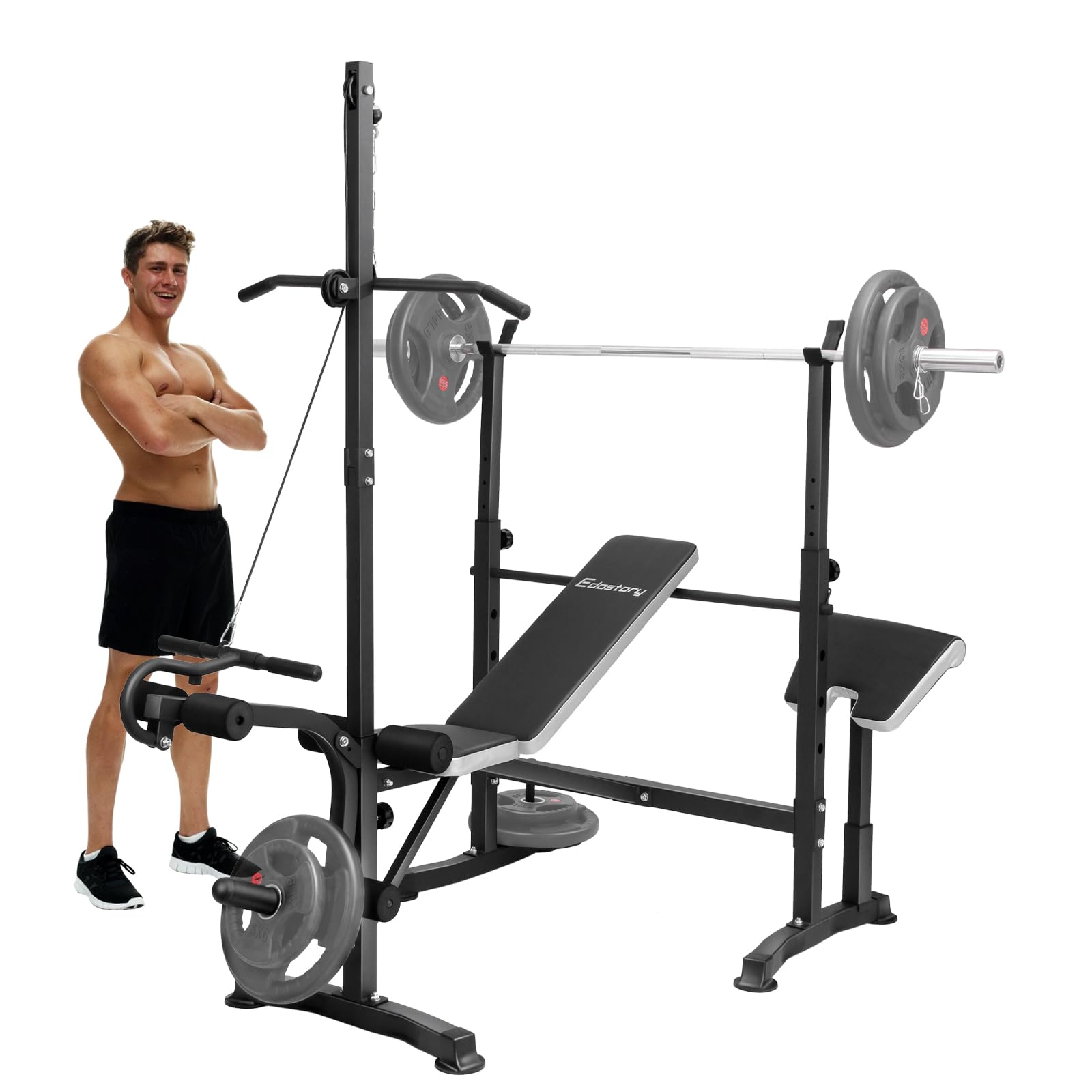 Edostory Olympic Adjustable Weight Bench Set – Home Gym Equipment for Full Body Workout with Bench Press, Preacher Curl & Leg Developer | Perfect for Strength Training, Muscle Building & Home Fitness Routines