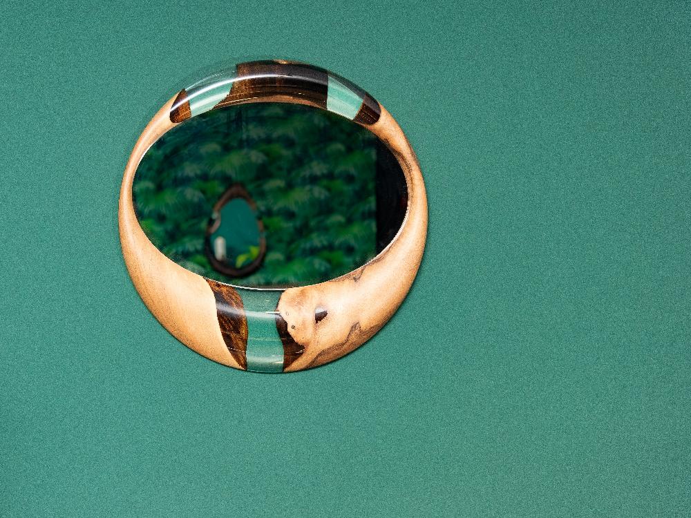 Handmade Epoxy Resin and Walnut Wood Wall Mirror - Unique Home Decor for Living Room, Bedroom & Bathroom