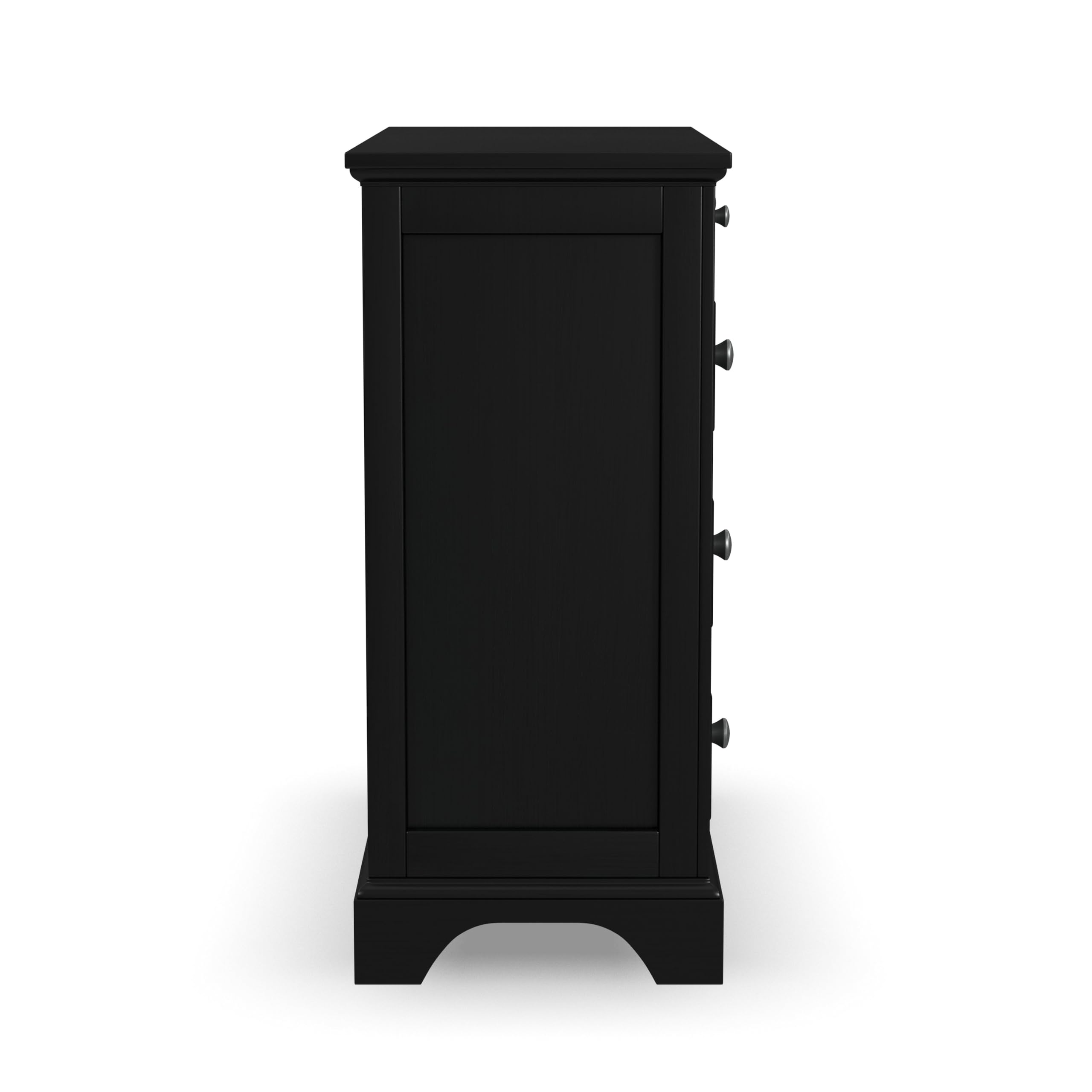 Homestyles Black Bedford Four-Drawer Chest - Stylish Storage Solution for Bedroom, Living Room or Office Organization