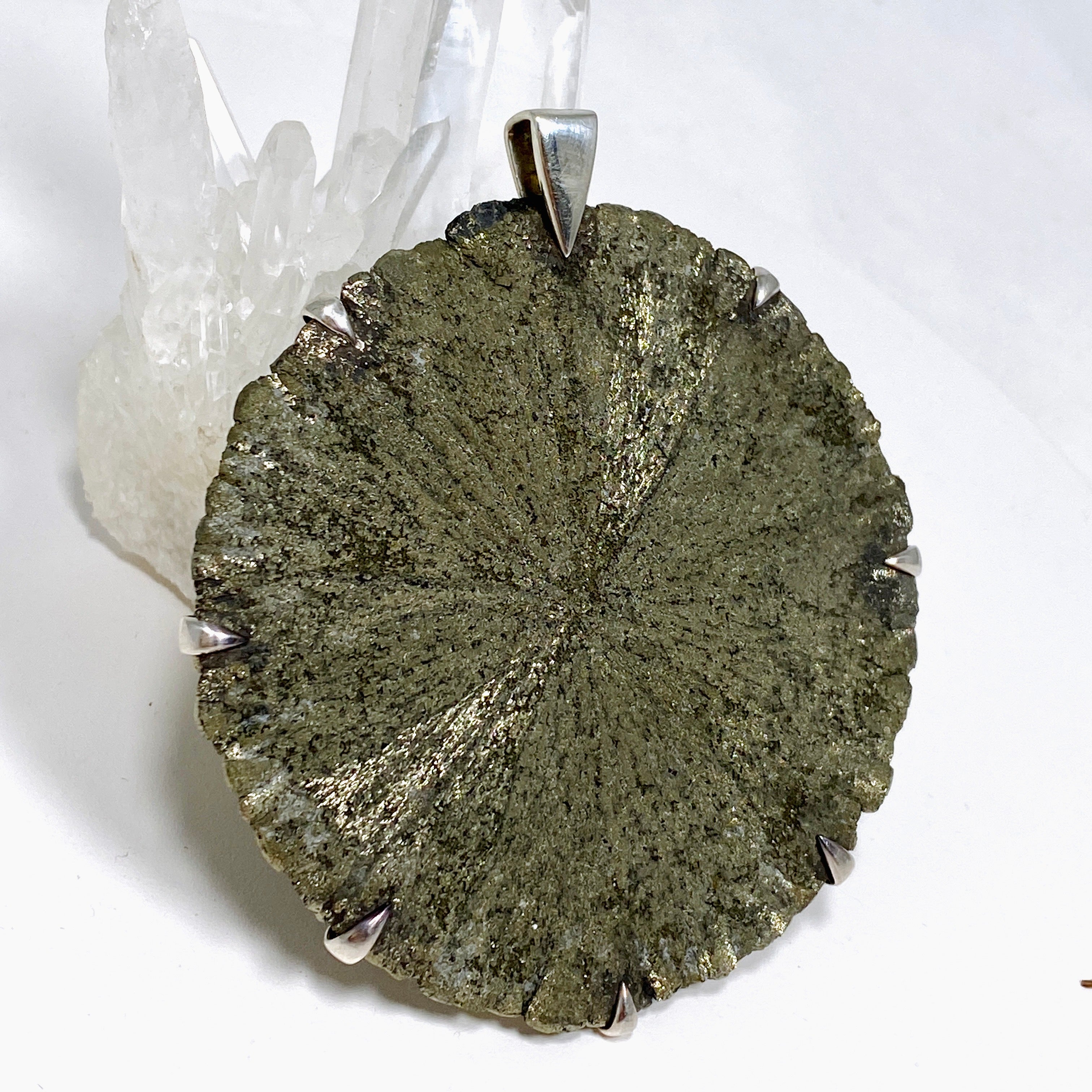 Natural Pyrite Sun Pendant Necklace - 72mm BTP Handmade Jewelry for Women - Perfect for Boho Fashion & Spiritual Healing