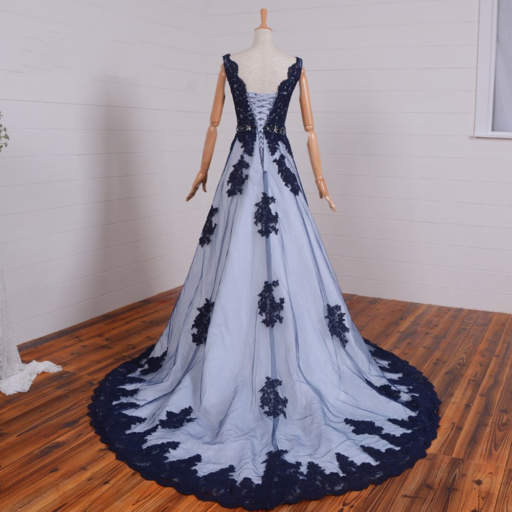 Kivary® Elegant V-Neck A-Line White Corset Lace Beaded Long Formal Prom Evening Dress for Women - Perfect for Weddings, Galas & Special Occasions