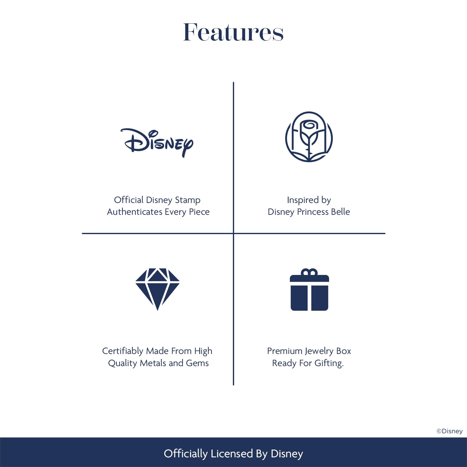 Jewelili Enchanted Disney Belle Rose Ring - 14K Rose Gold over Sterling Silver with 1/10 Cttw White Round Diamonds | Elegant Disney Princess Jewelry for Women, Perfect for Weddings, Anniversaries & Special Occasions