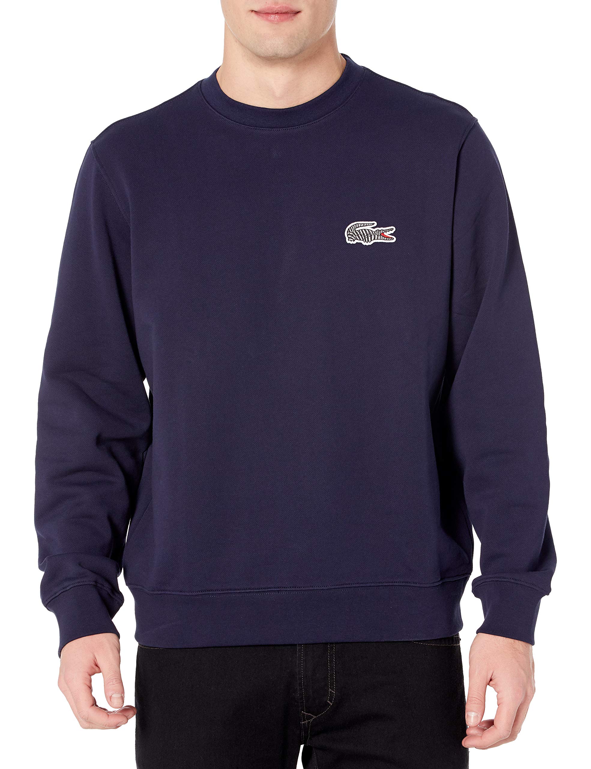 Lacoste Men's National Geographic Croc Fleece Crewneck Sweatshirt | Soft Cotton Pullover | Casual & Travel Wear | Perfect for Outdoor Adventures & Everyday Comfort