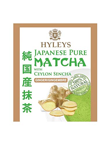Hyleys Japanese Pure Matcha Green Tea Bags with Ginger - 150 Tea Bags (6 Pack) - Antioxidant Wellness Tea for Energy Boost & Relaxation - Perfect for Morning Routine, Office Work or Afternoon Break