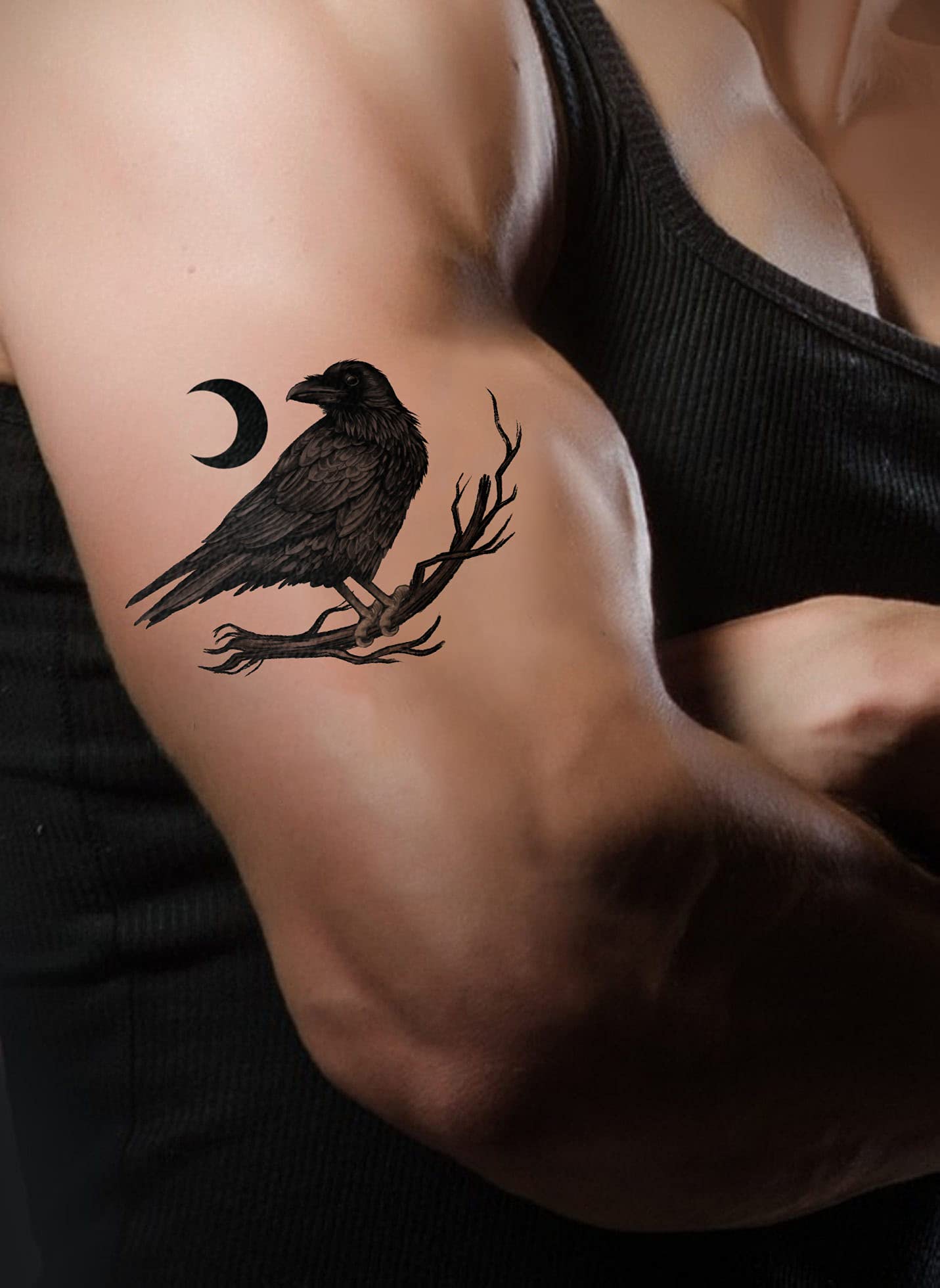 WIRESTER Temporary Tattoo Stickers for Girls, Boys, Kids & Adults - Fake Tattoos for Face, Hand, Neck & Wrist - Ravens and Crows Design - 6 x 7.87 Inch Tattoo Sheets - Perfect for Parties, Halloween, Cosplay & Body Art