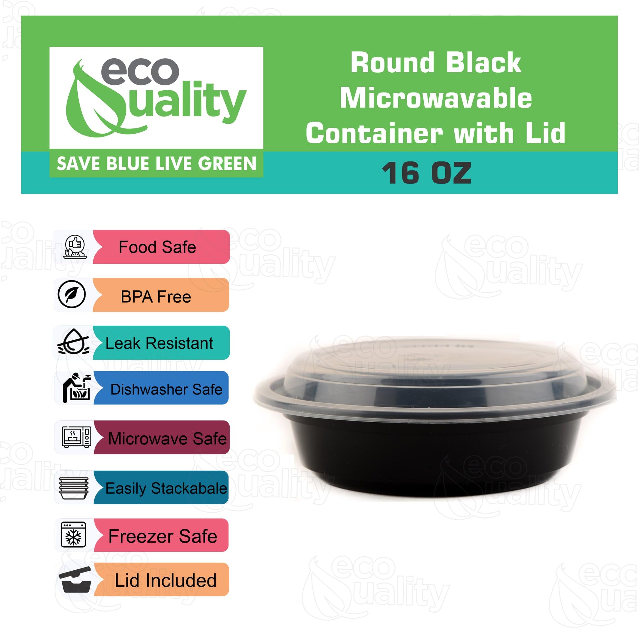 16 oz - 450 Count BPA-Free Round Microwaveable Plastic Meal Prep Containers with Lids | Stackable, Reusable Food Storage Containers | Dishwasher, Freezer & Microwave Safe | Perfect for Meal Prepping, Leftovers & Restaurant Takeout (Black)