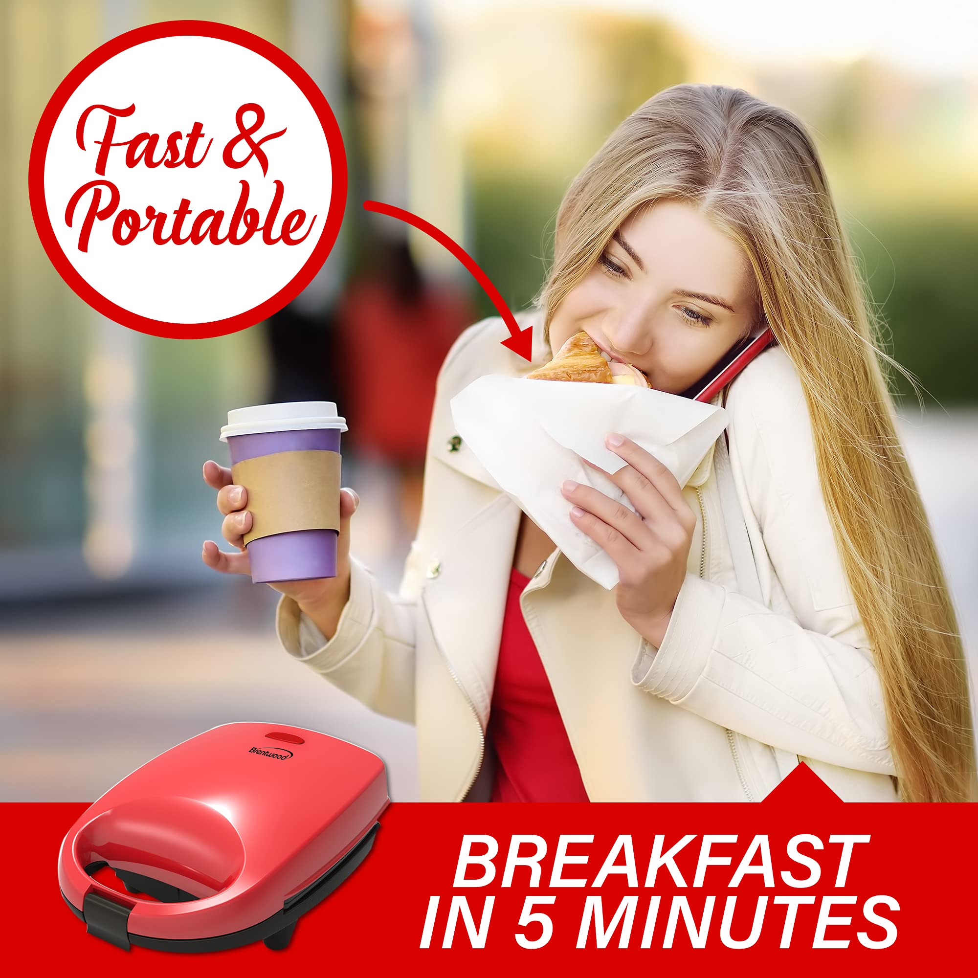 Brentwood TS-256R Electric Egg Cooker - Fast & Easy Hard Boiled, Poached, Scrambled Eggs Maker, Red - Perfect for Breakfast, Meal Prep & Keto Diet