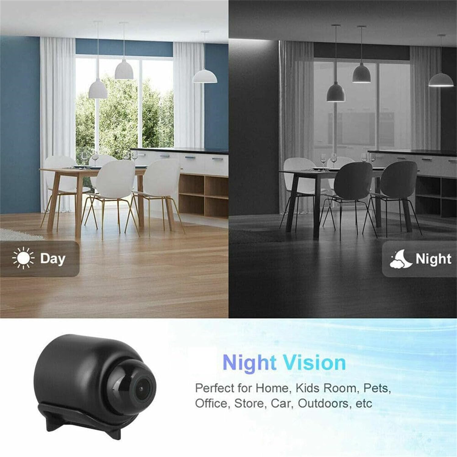 Ashopfun Mini Wireless WiFi Cat-Eye Security Camera - 3 Pack HD Night Vision Indoor/Outdoor Camera for Home, Office & Car Surveillance - Easy Installation & Motion Detection for 24/7 Protection