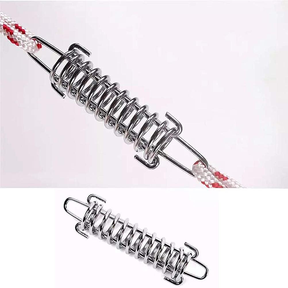 Heavy Duty Stainless Steel Tent Spring Buckle - 4Pcs Damping Spring Sunshade Awning Rope Tensioner for Outdoor Camping, Beach Tents & Dog Training | Durable Tent Accessories for Secure Shelter Setup