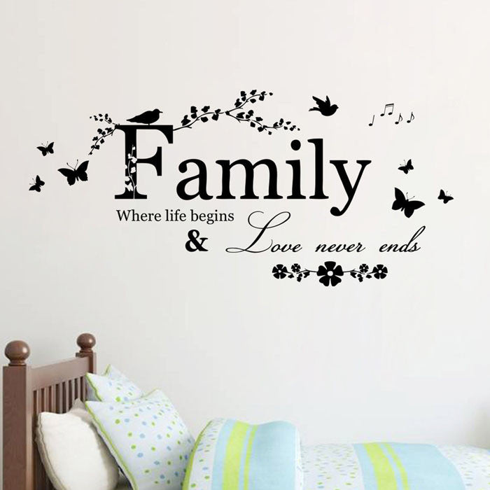 2016 Family Flower Butterfly Art Vinyl Wall Stickers - Removable Home Decor Decals for Living Room, Bedroom & Nursery - Perfect for DIY Wall Art and Home Decoration