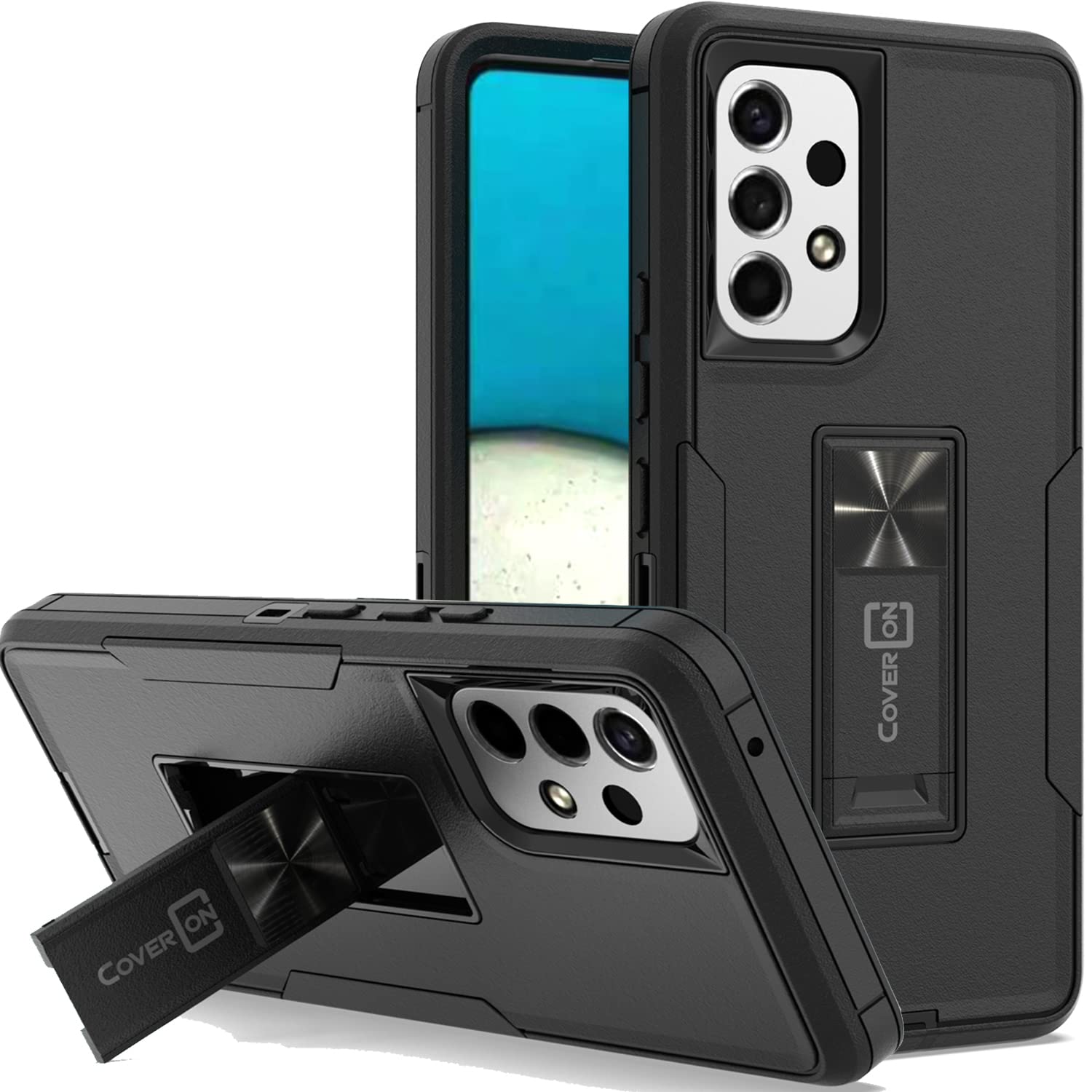 Rugged Military-Grade Samsung Galaxy A53 5G Case with Kickstand | Heavy Duty Shockproof Phone Cover for Outdoor & Work | Black Protective Case for Active Lifestyle