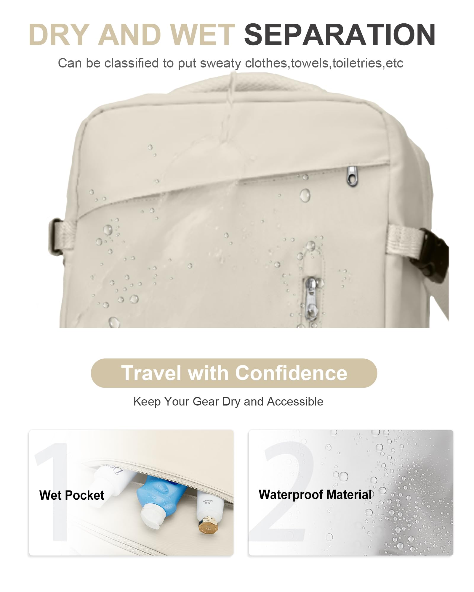 WONHOX Waterproof Travel Backpack for Women & Men - Laptop Backpack with Shoe Compartment & USB Charging Port - Lightweight Carry On Backpack for Hiking, Business Trips & Airplane Travel