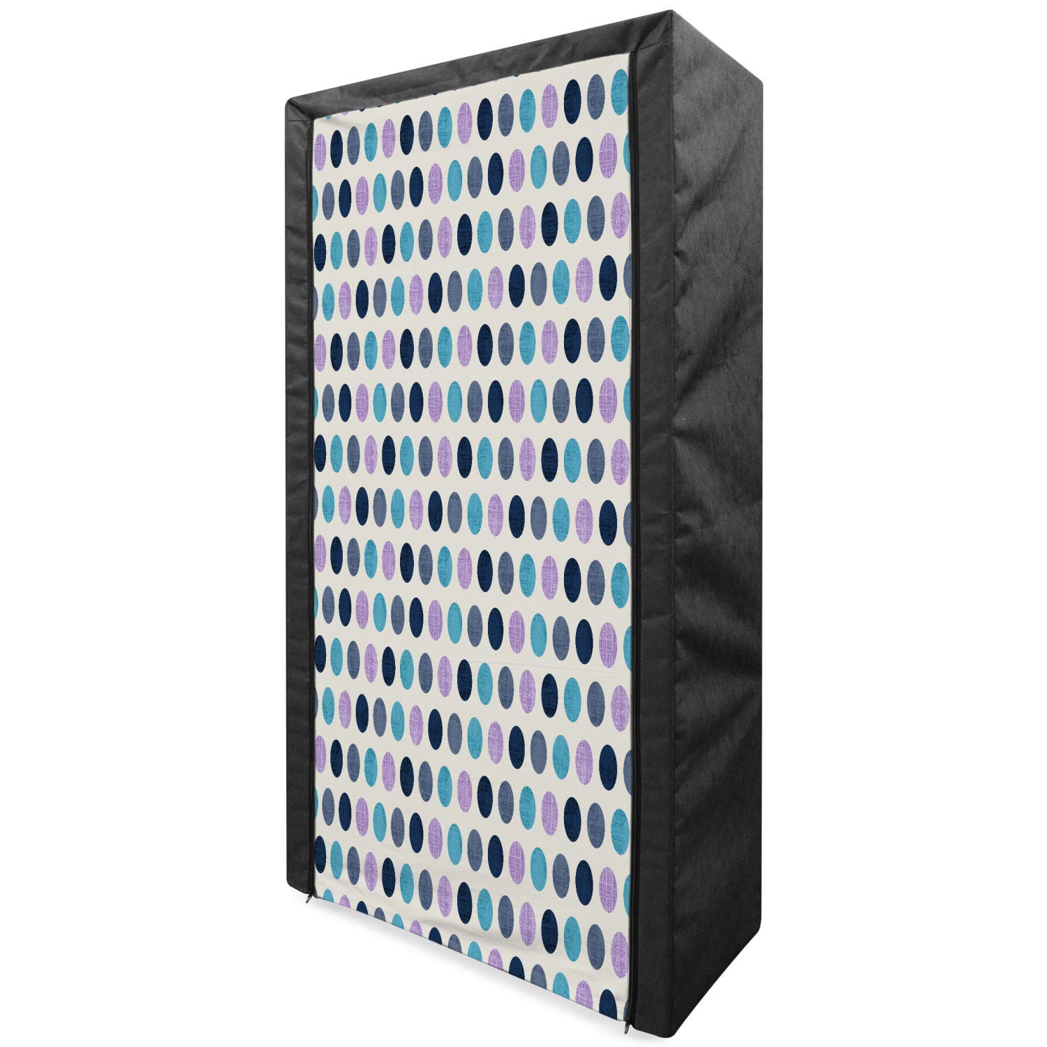 Ambesonne Geometric Portable Fabric Wardrobe - Vintage Polka Dot Design with Grunge Texture, 33.5 Inch Clothing Organizer with Shelves for Bedroom, Closet & Dorm Storage | Multicolor Retro Style Wardrobe for Home Decor & Space Saving