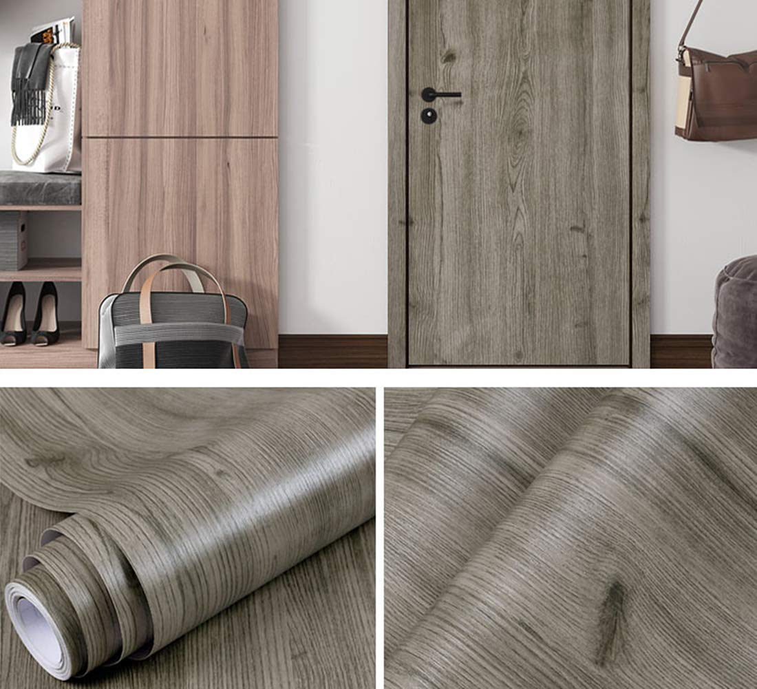 Redodeco Ash Grey Wood Grain Adhesive Vinyl Wrap - 12