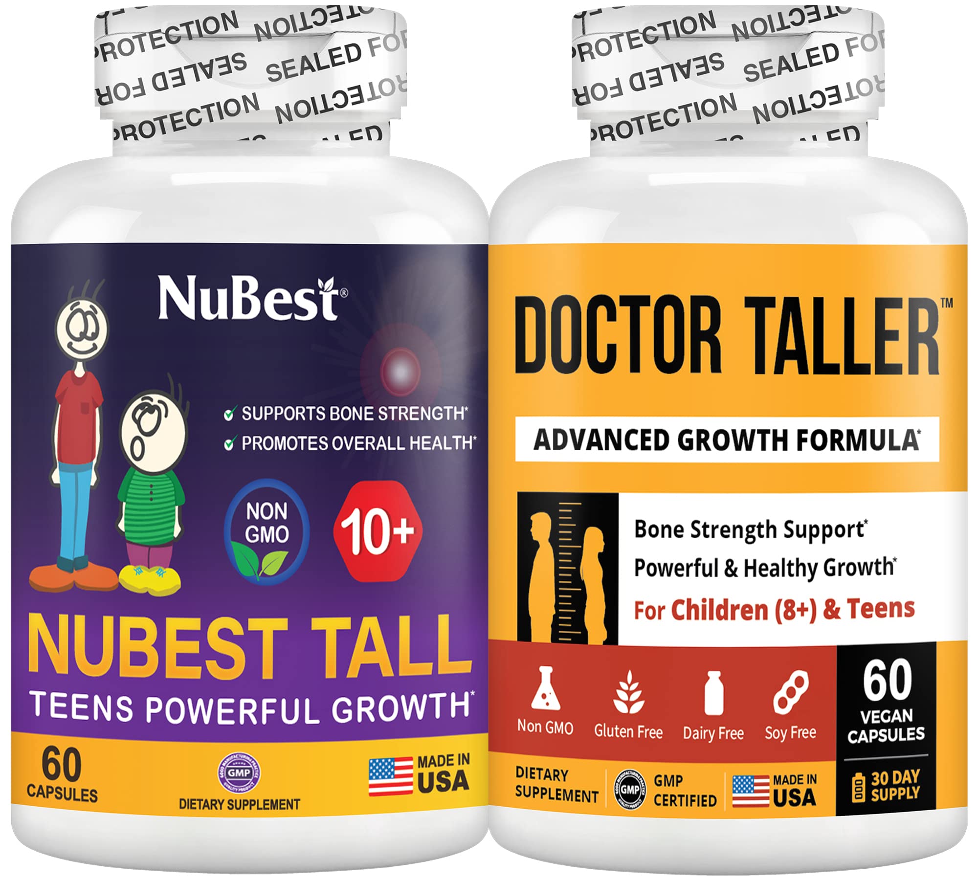 NuBest Height Growth Supplement Bundle for Kids 8+ & Teens 10+ - Doctor Recommended Growth Formula with Calcium & Vitamins - Supports Bone Development & Healthy Growth - Ideal for Active Children & Teenagers in Sports & Daily Activities