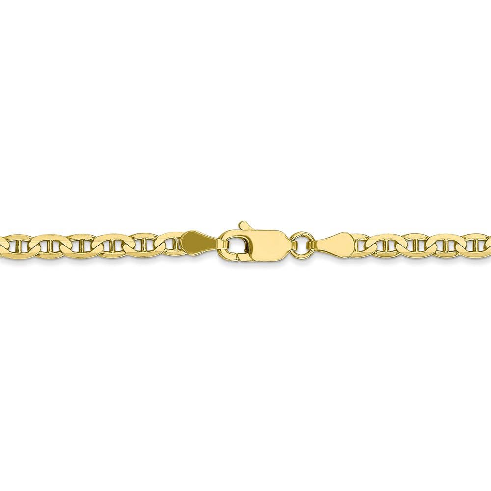 The Black Bow 10k Yellow Gold 3mm Solid Concave Anchor Chain Necklace - Perfect for Everyday Wear, Gifts, and Special Occasions