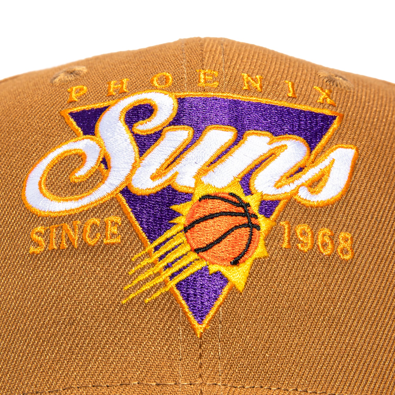 New Era 9Seventy Phoenix Suns Triangle Logo Stretch Snapback Hat - Khaki & Brown | NBA Basketball Fan Gear, Streetwear Fashion Accessory for Men & Women