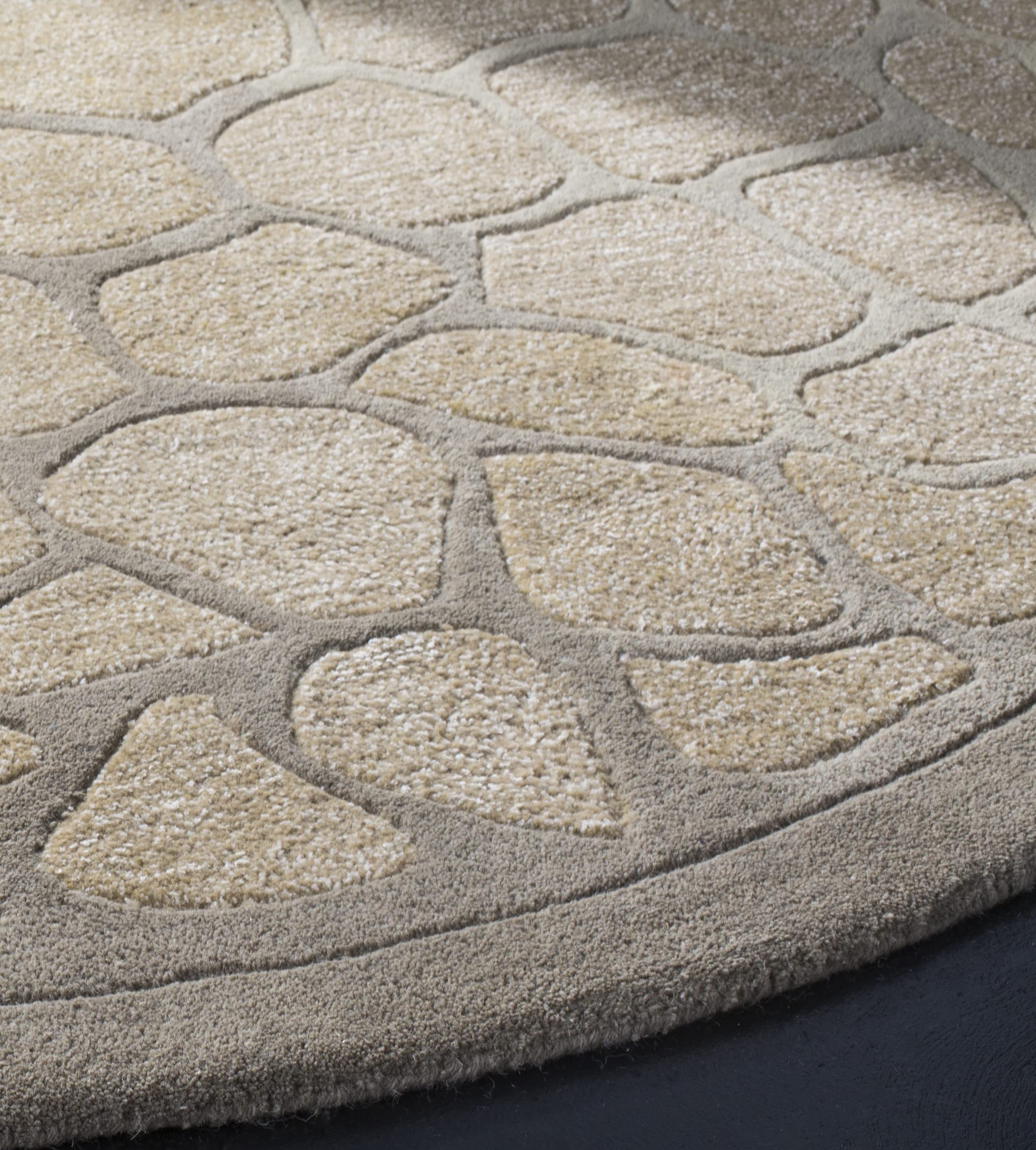 MARTHA STEWART x SAFAVIEH 6-Foot Round Beige Handmade Wool & Viscose Area Rug MSR3615B - Perfect for Living Room, Bedroom, or Dining Room Decor