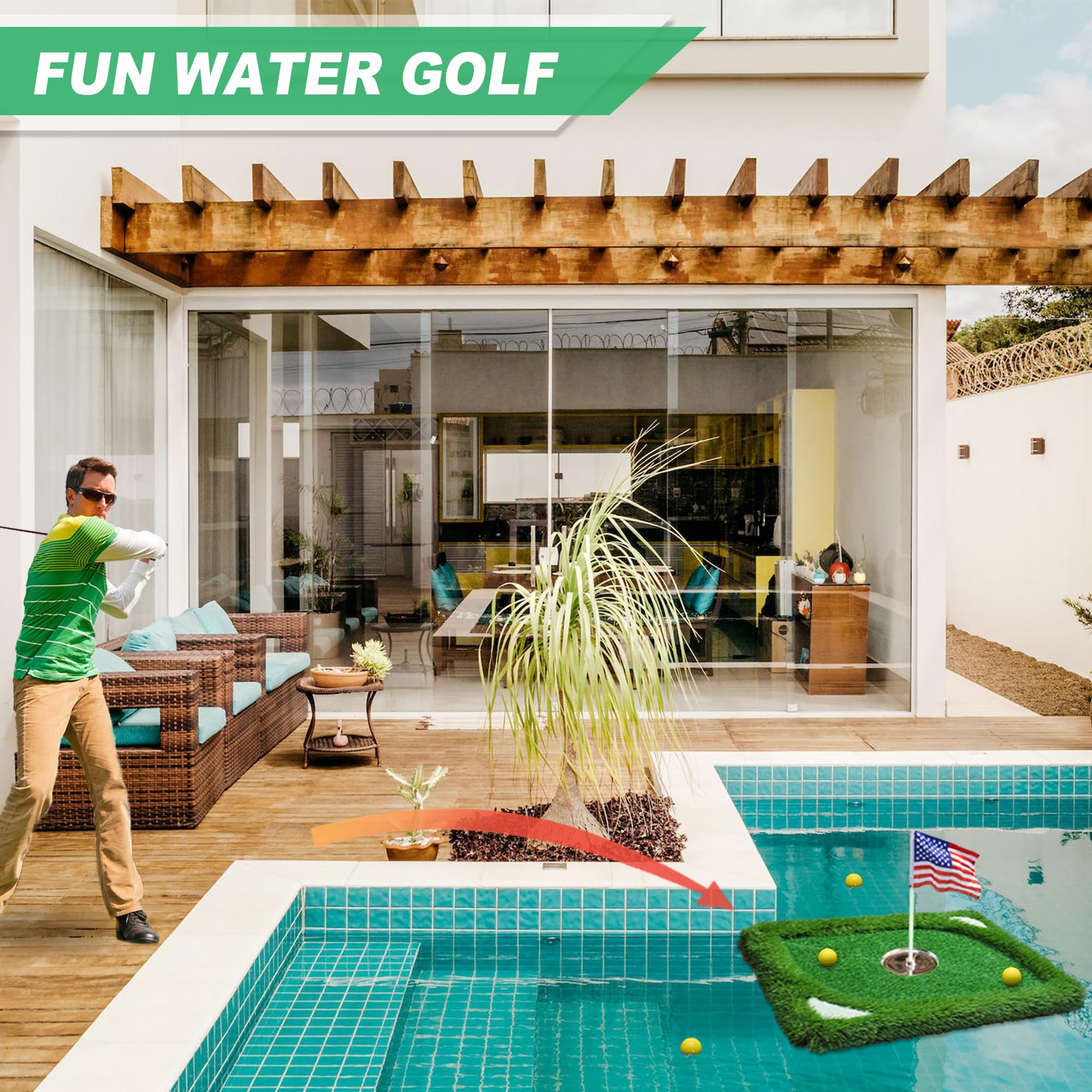 Premium Golf Chipping Net & Practice Green Set - Backyard Training Net with Mat, 3 Golf Balls & Target - Perfect for Outdoor Golf Practice, Backyard Games & Gifts for Golf Lovers