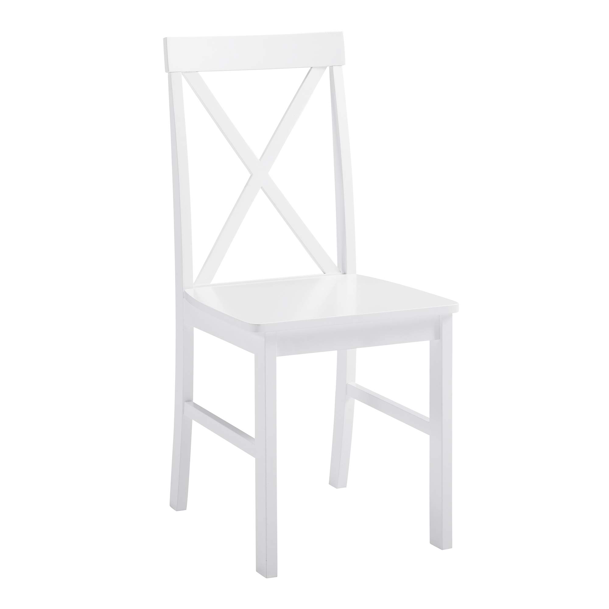 Walker Edison 4-Person Modern Farmhouse Wood Dining Table Set with 4 Chairs, 48 Inch, White - Perfect for Small Kitchens, Breakfast Nooks & Cozy Dining Rooms