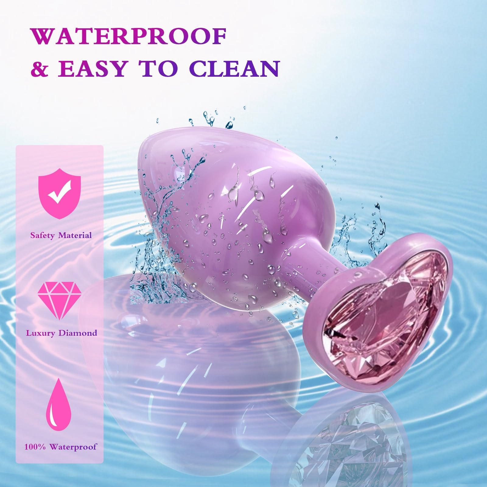 **Small Anal Plug for Beginners - Heart-Shaped Jewel Base, G-Spot Stimulation, Unisex Adult Toy for Women & Men (Pink) | Perfect for Couples Play & Solo Exploration**
