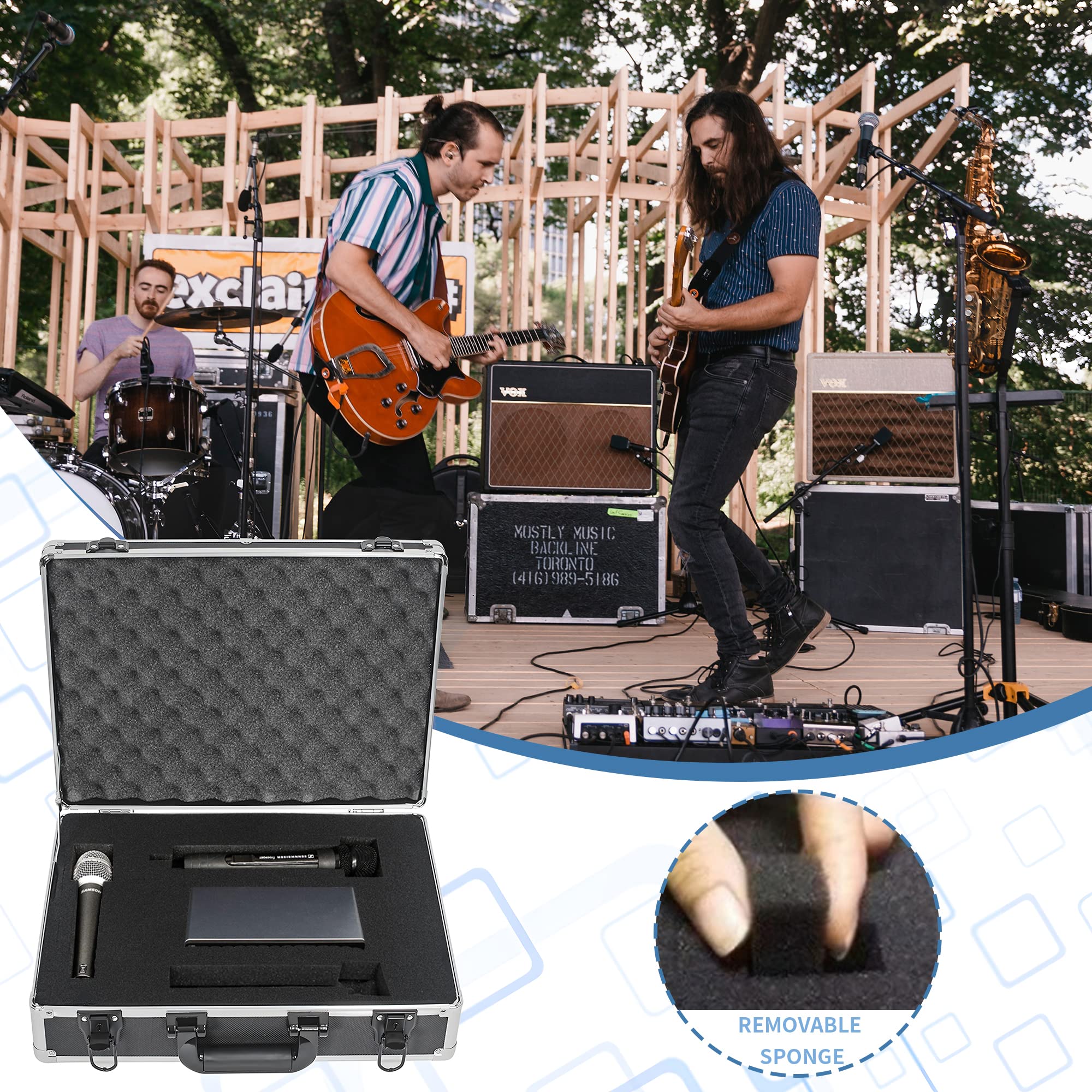 17 Inch Heavy Duty Aluminum Alloy Hard Shell Carrying Case - Protective Storage for Wireless Microphone Systems, Camera Equipment & Electronics - Customizable Pre-Cut Foam Interior - Perfect for DJ Gear, Photography & Travel Accessories - Durable Black Case for Professional Use