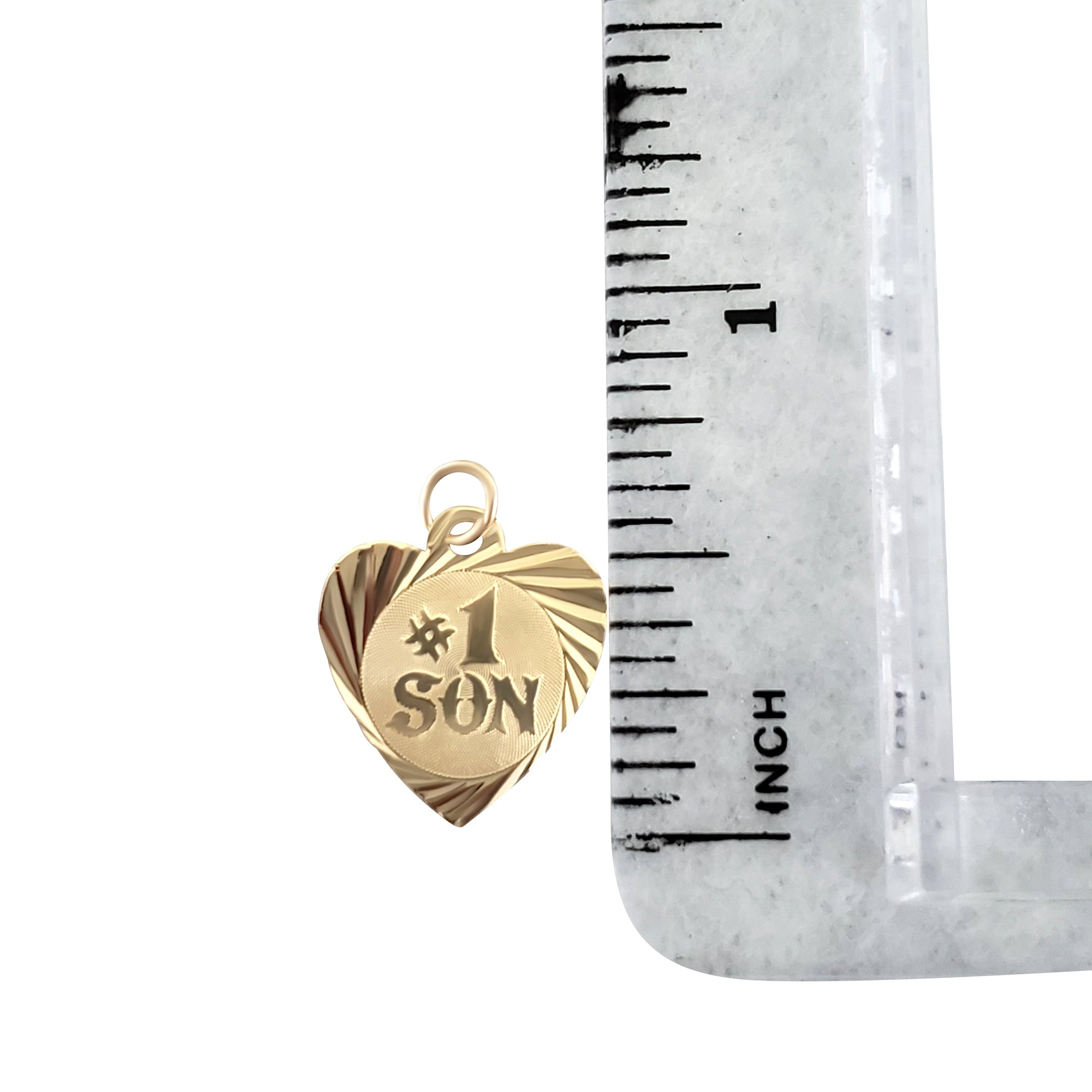 14K Yellow Gold Diamond-Cut Number One Son Charm Pendant - Perfect for Gifts, Birthdays & Special Occasions