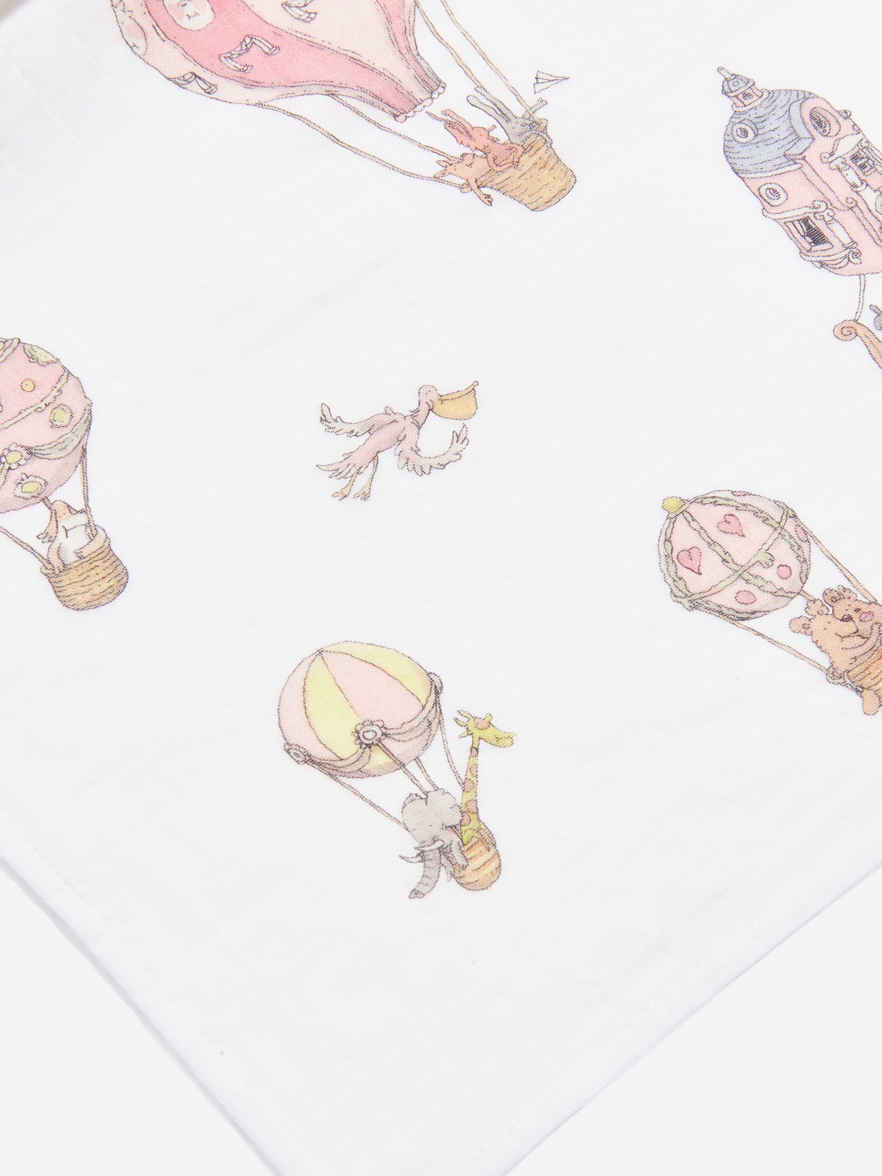 Atelier Choux Baby Hot Air Balloons Swaddle Blanket - 100cm White Organic Cotton for Newborns | Perfect for Nursery, Photography & Gift Giving