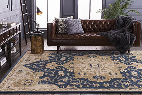 Premium Surya Hand Tufted 100% Wool Classic Square Accent Rug - 4x4 Feet Soft & Durable - Perfect for Living Room, Bedroom, or Office Decor
