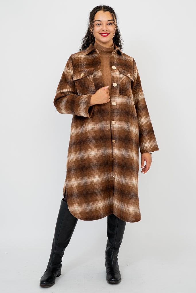 Bronwyn Coat in Cinnamon - Premium Boiled Wool Women's Winter Coat for Casual & Office Wear