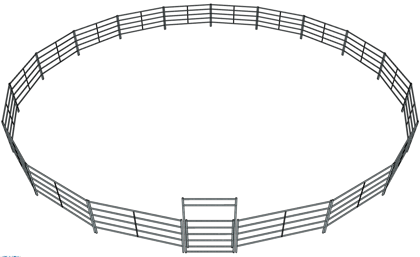60FT Galvanized Steel 5-Rail Round Horse Pen - Durable Corral for Training, Exercising & Pasture Use