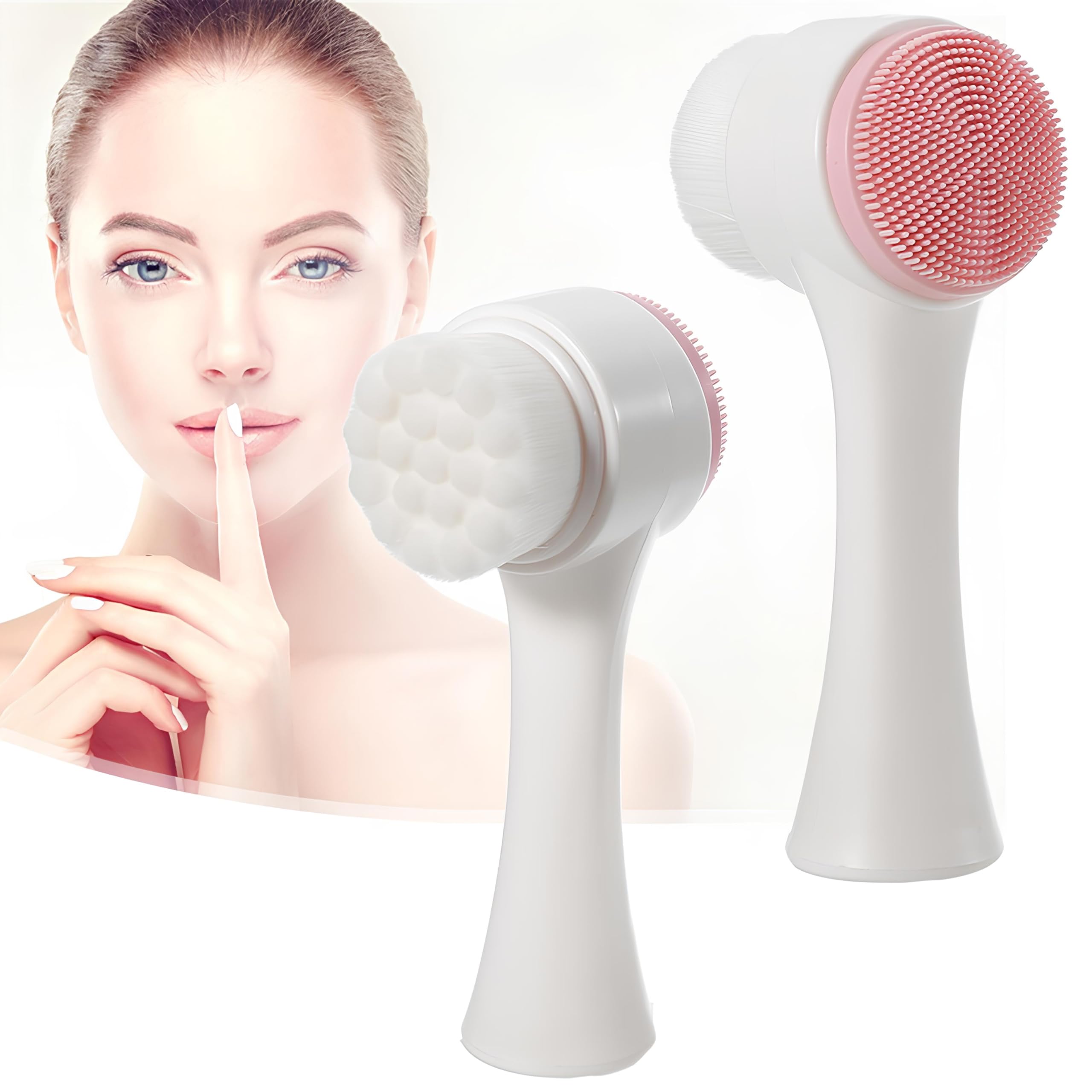 **Soft Silicone Facial Cleansing Brush - Gentle Exfoliating for Blackhead Removal & Skin Brightening - Ergonomic Travel-Friendly Design - Pack of 1 (Blue) - Perfect for Daily Skincare & On-the-Go Beauty Routine**