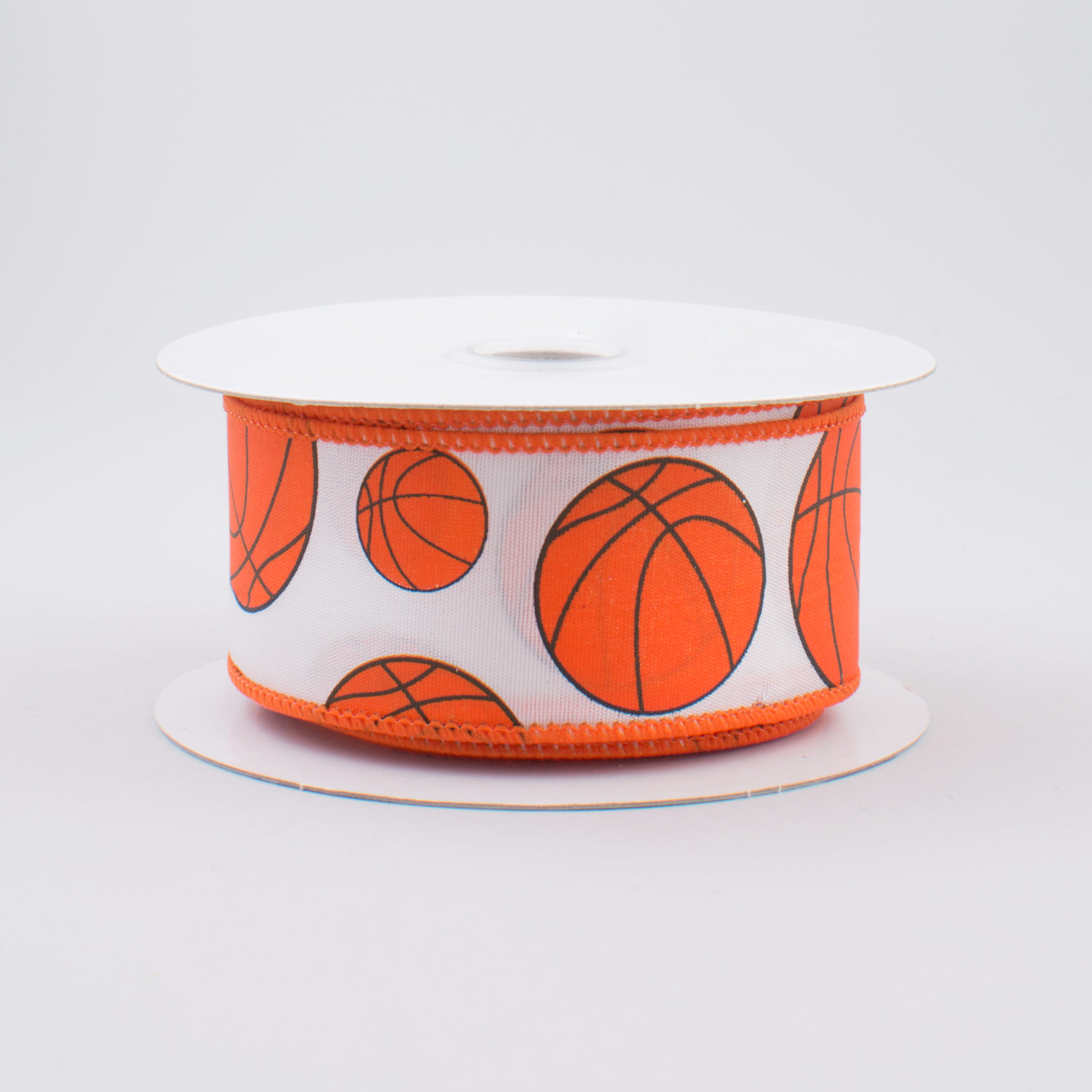 1.5 Inch Orange & Black Basketball Ribbon - 10 Yards Bulk Roll for Sports Decor, Team Spirit, Cheerleading, and Party Supplies
