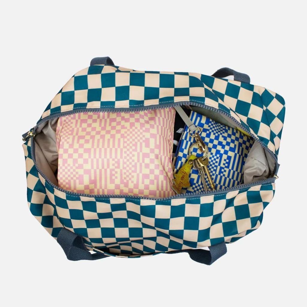 Kind Bag Weekend Duffel Holdall - Waterproof Checkerboard Pattern Gym Bag for Travel, Sports & Workout | Perfect for Gym, Overnight Trips & Weekend Getaways