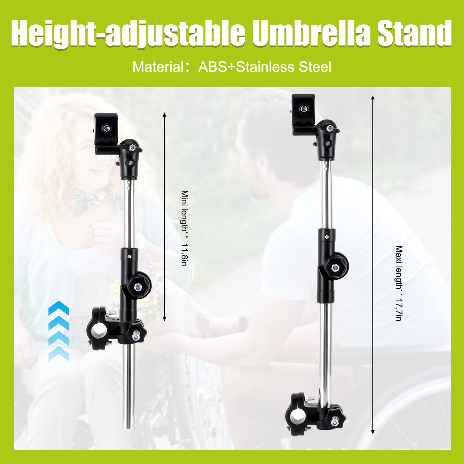 Wheelchair Umbrella Mount Holder - Adjustable Sun Shade Clamp for 20mm Wheelchair Handlebars | Weatherproof & Secure Attachment | Perfect for Outdoor Activities, Beach Trips, and Daily Commutes