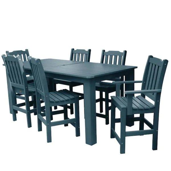 Lehigh 7-Piece Rectangular Counter Height Outdoor Dining Set - Patio, Garden, Backyard Furniture for Dining & Entertaining