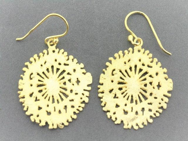 22K Gold Over Silver Flat Coral Disc Earrings for Women - Elegant Boho Jewelry for Parties, Weddings & Everyday Wear