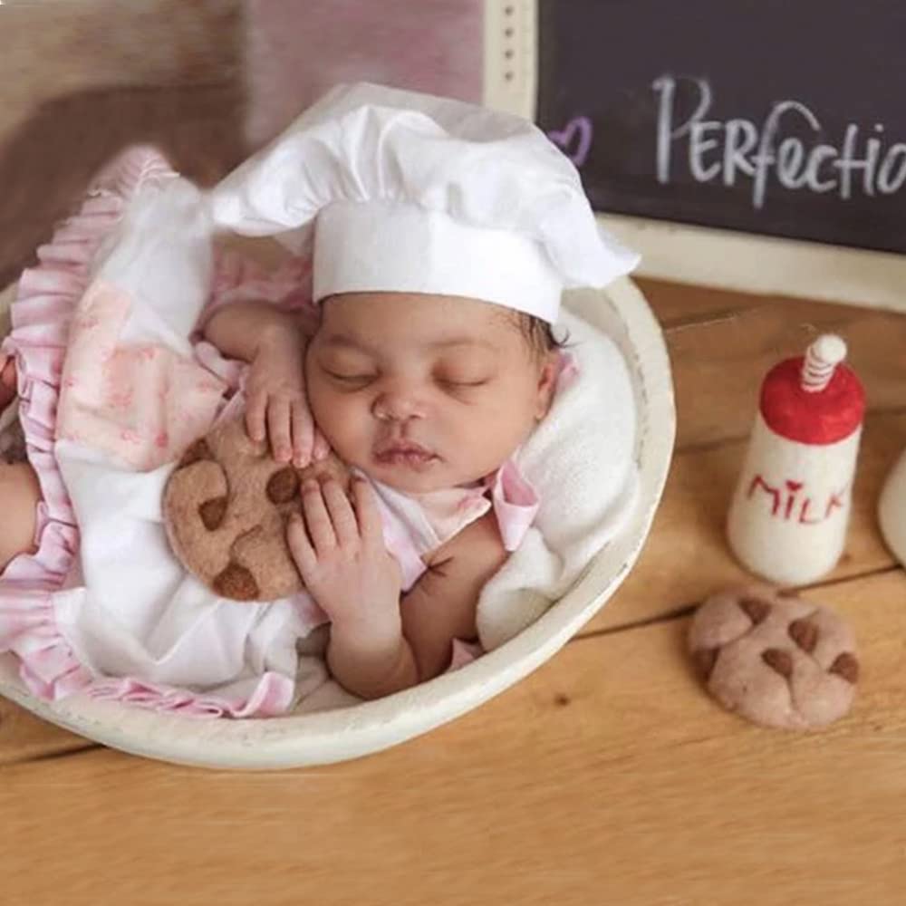 Handmade Wool Milk Cookie Photography Props for Newborn Babies - 2PCS Set | Cute Mini Baby Photo Shoot Accessories for Newborn Photography & First Birthday Decor