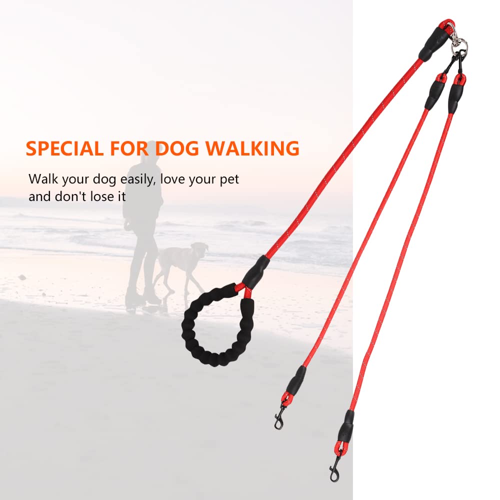 **Dual Dog Leash for 2 Dogs - No Tangle Reflective Double Dog Leash with 360° Swivel, Comfortable Training Leash for Small, Medium & Large Dogs (Red) - Perfect for Walking, Running & Outdoor Adventures**