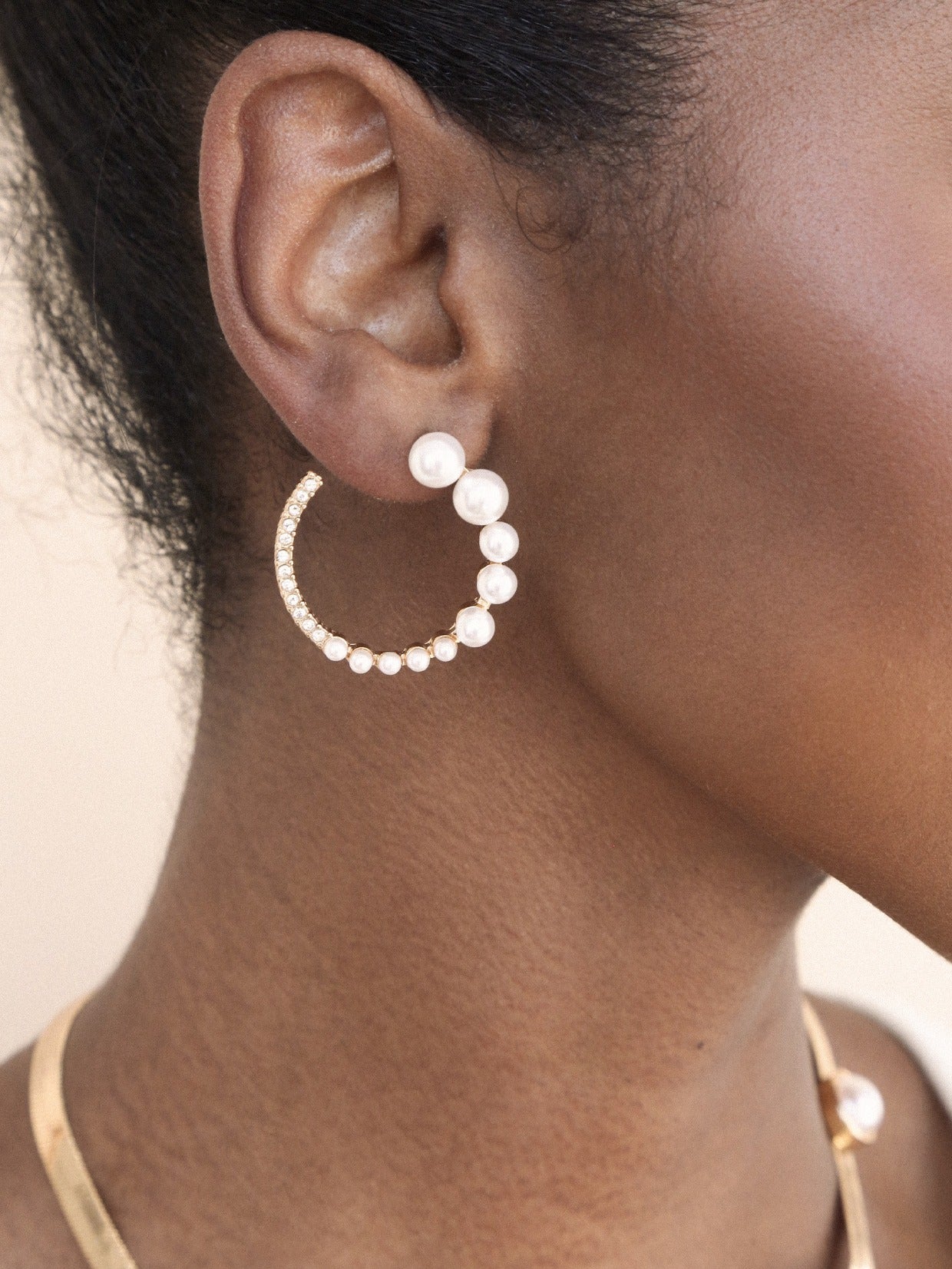 Elegant Pearl and Crystal Open Circle Earrings for Women - Fashion Statement Jewelry for Parties, Weddings & Everyday Wear