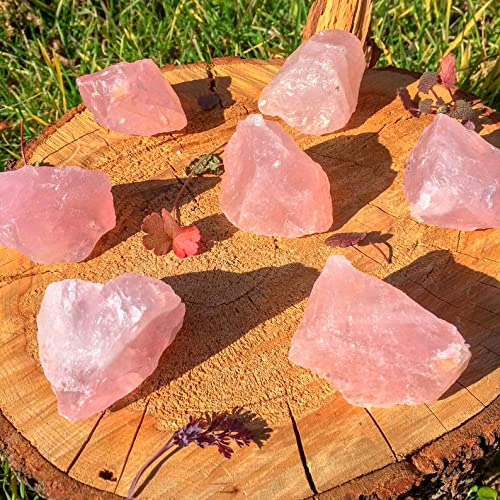 1lb Raw Rose Quartz Rough Stones - Natural Rose Quartz Crystals for Cabbing, Tumbling, Cutting, Lapidary & Polishing | Reiki Healing, Jewelry Making & Home Decor