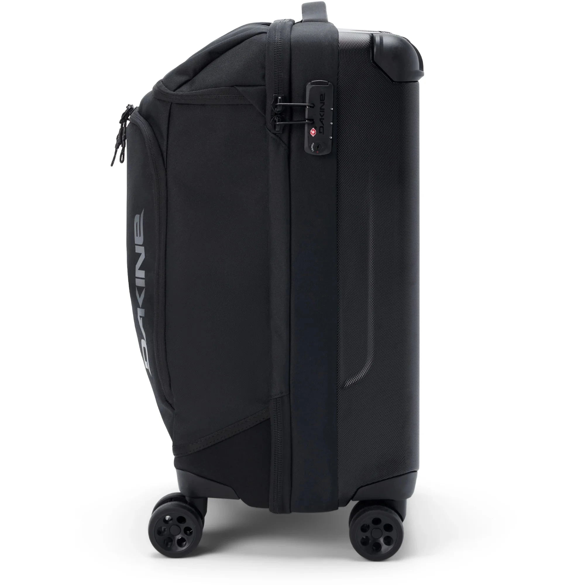 Dakine Split 4 Wheel Carry On Luggage 48L Black - Lightweight Spinner Suitcase for Air Travel, Business Trips & Weekend Getaways