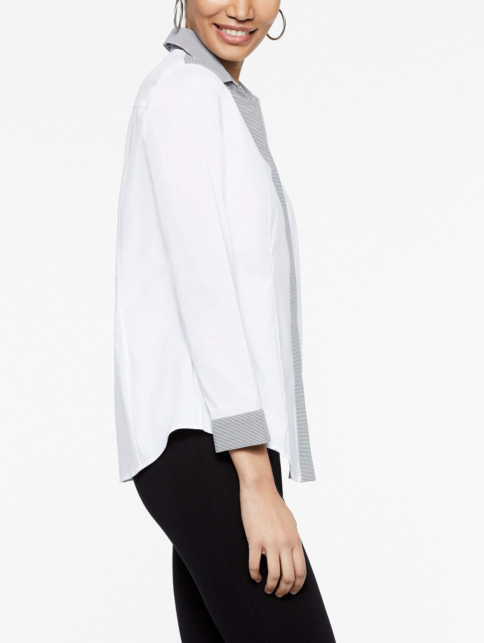 MISOOK Women's Classic Striped Cotton Button-Up Shirt | Casual Long Sleeve Blouse for Work & Everyday Wear | Office, Date Night & Weekend Outfit Essential