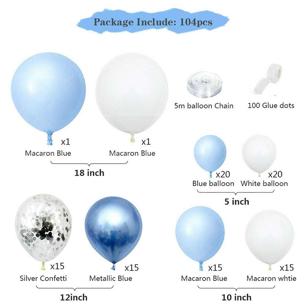104PCS Blue Balloon Arch Kit - Premium Balloon Garland Decor for Birthday, Wedding, Baby Shower Party | DIY Party Backdrop, Photo Booth Decorations, Event Centerpieces