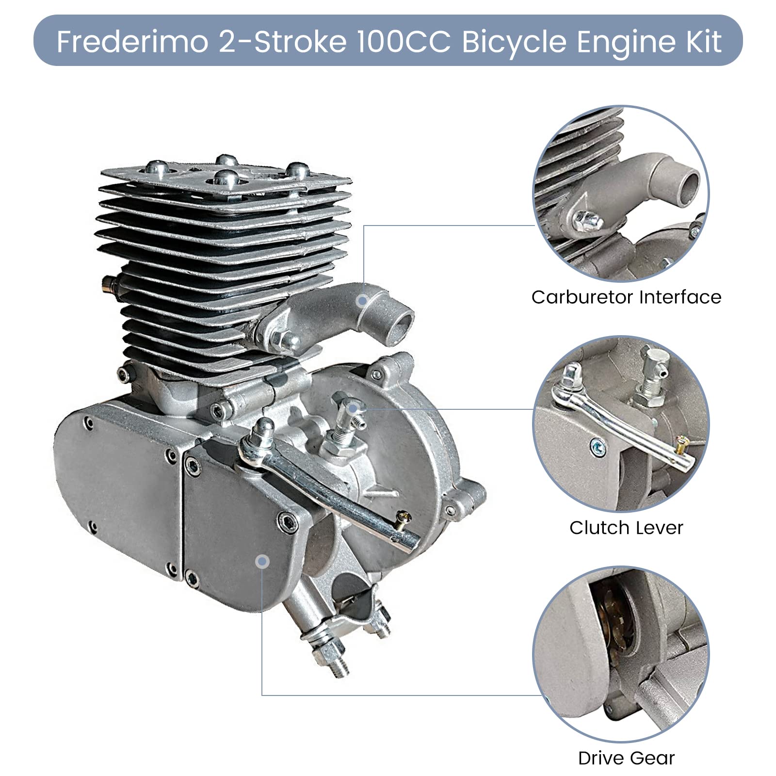Upgraded 100cc 2-Stroke Bicycle Engine Kit - Gas Powered Bike Motor Conversion Kit with Air Cooling System | High Fuel Efficiency Complete Set for DIY Motorized Bicycles | Perfect for Commuting, Off-Road Adventures & Urban Transportation